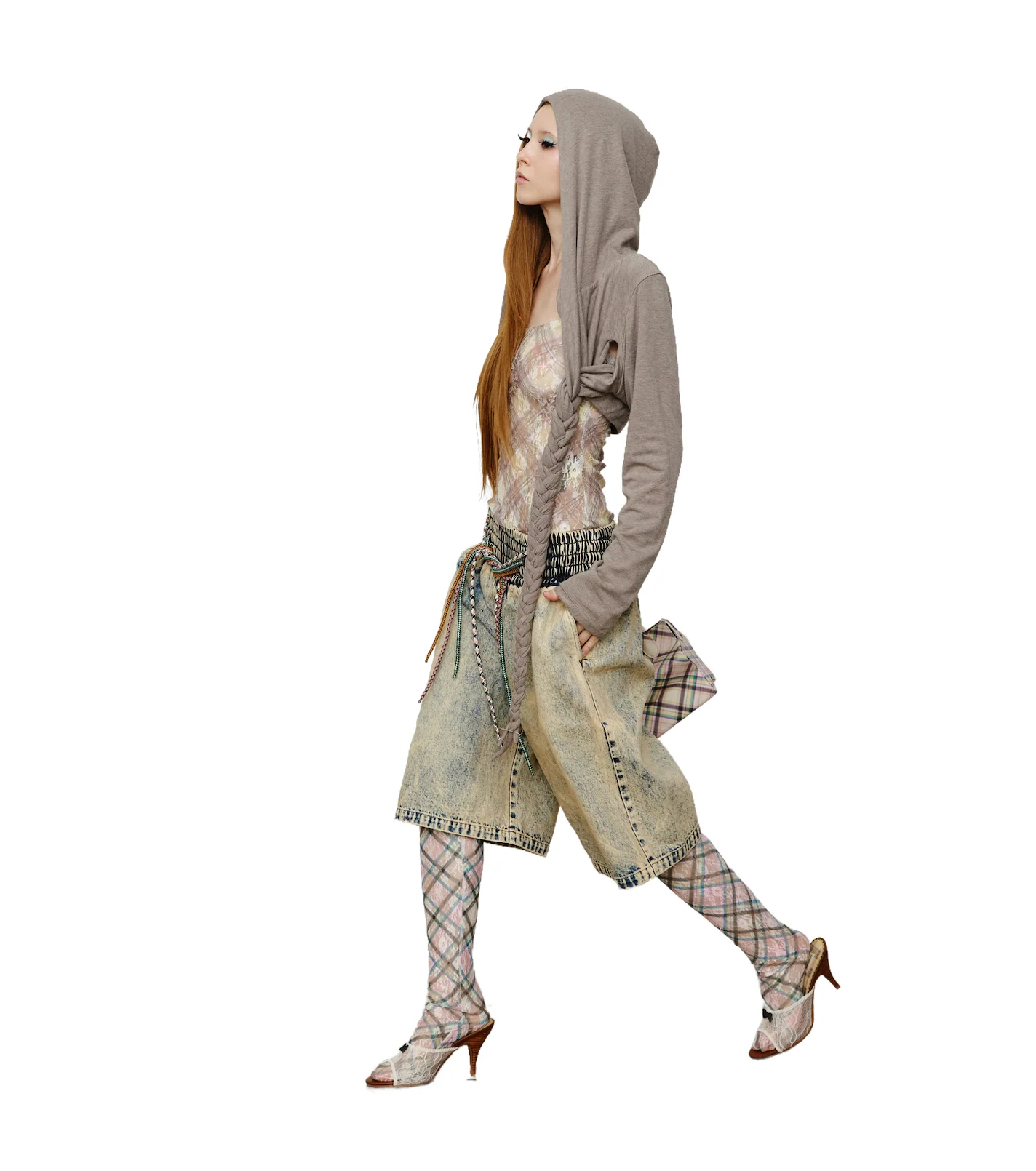 4-string Oversized Denim Shorts Washout Blue - Image 2