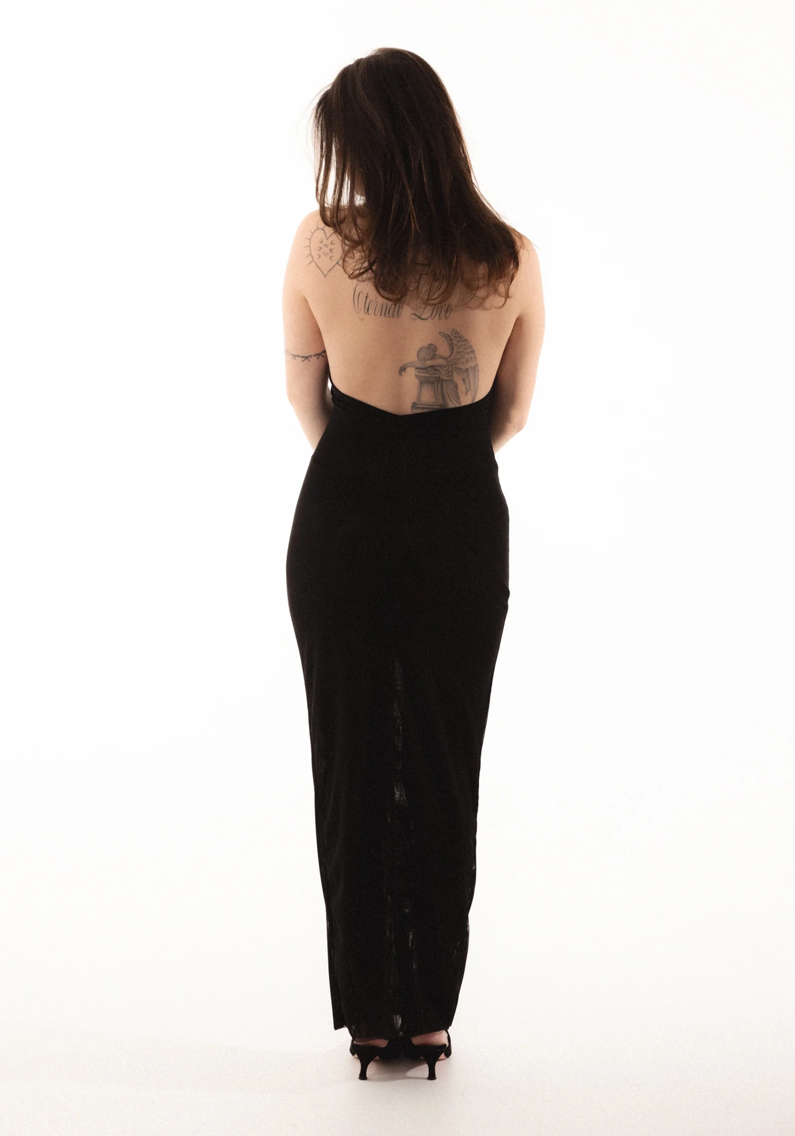Aphrodite Halter Maxi Dress in Midnight Mesh - Image 3