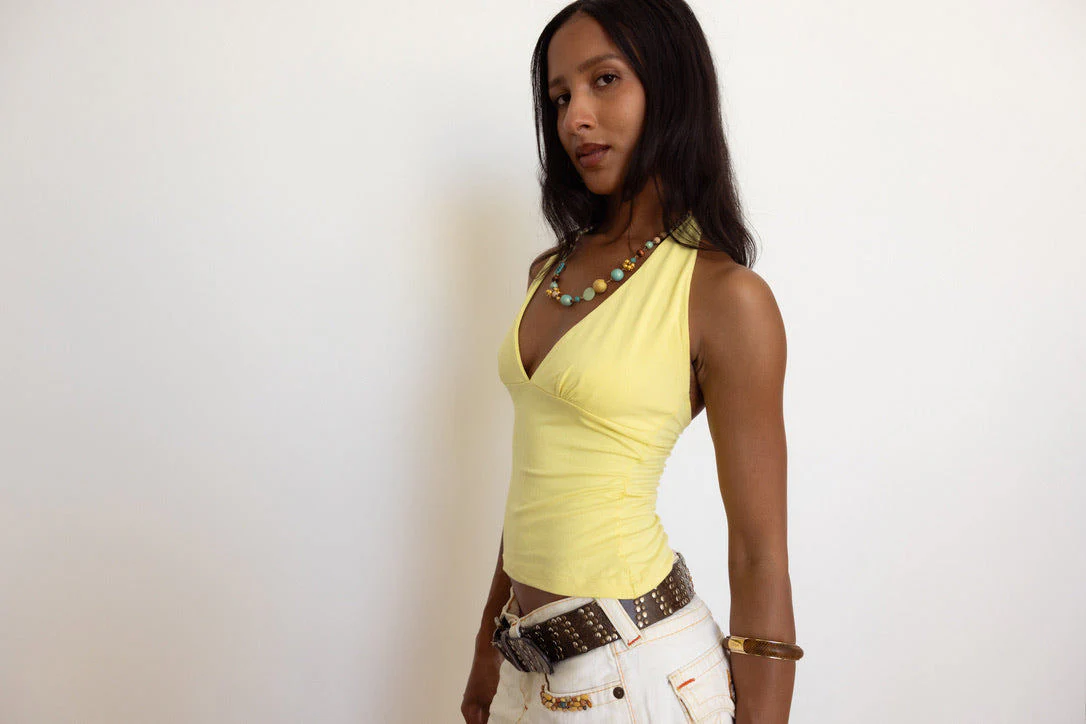 Aurora Halter Top in Butter Yellow - Image 3