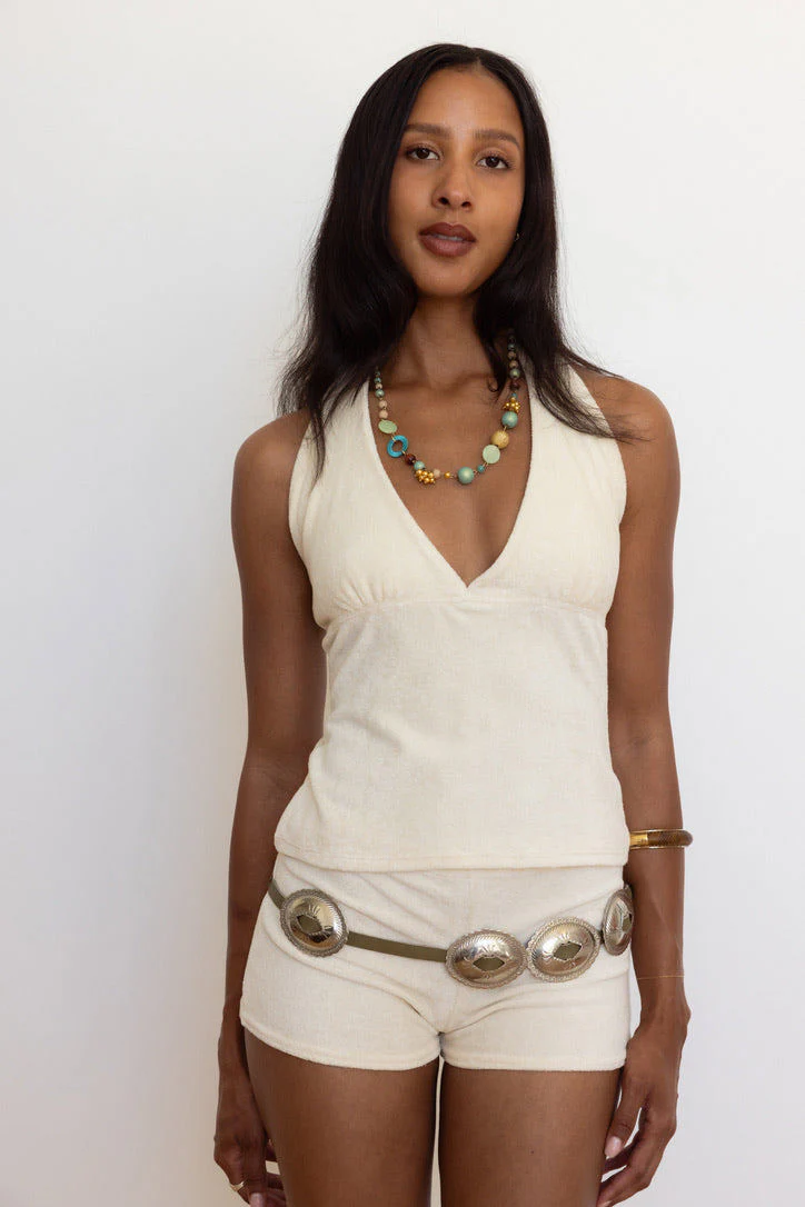 Cleo Hot Shorts in Cream Terry - Image 4