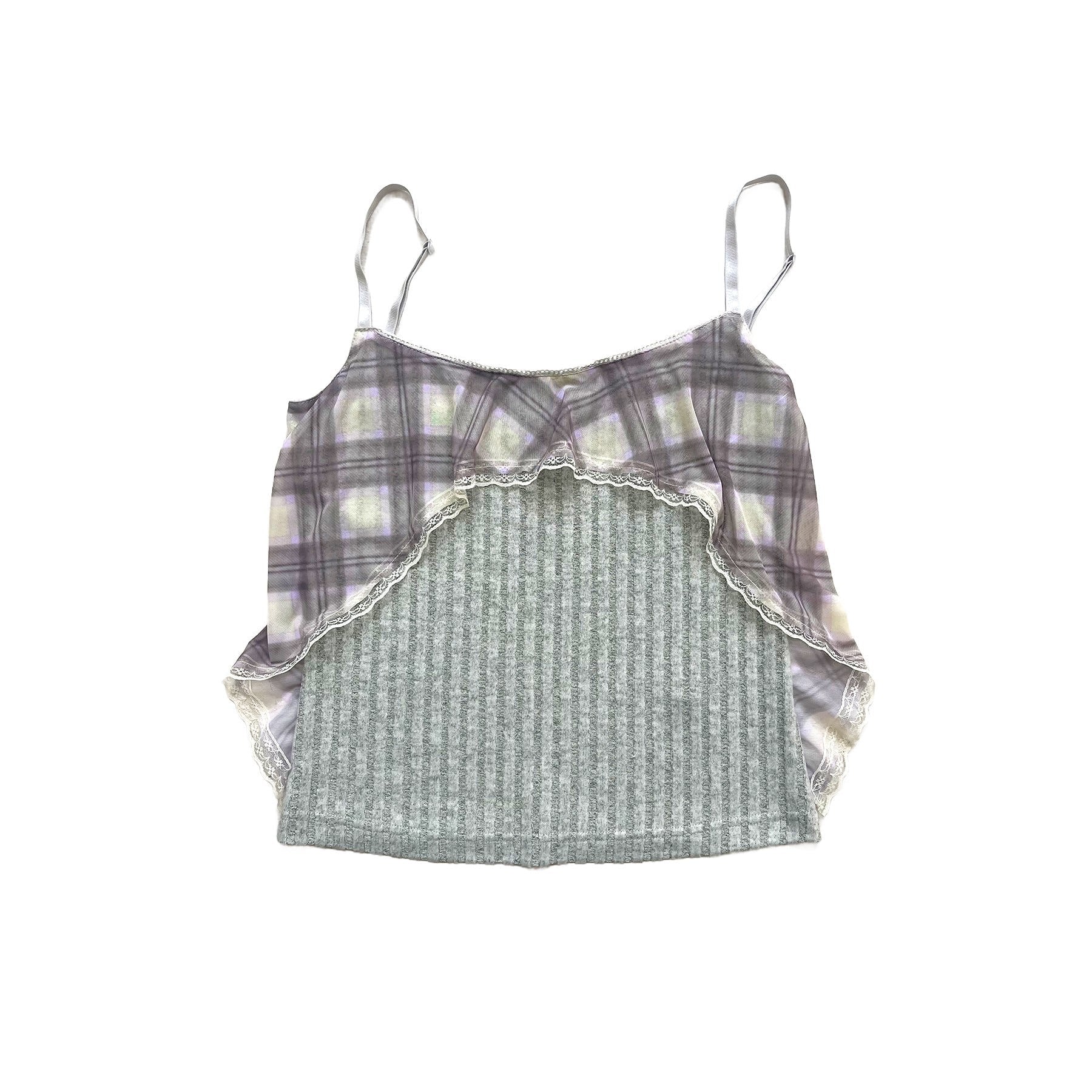 Flared Plaid Knit Cami Porcelain - Image 6
