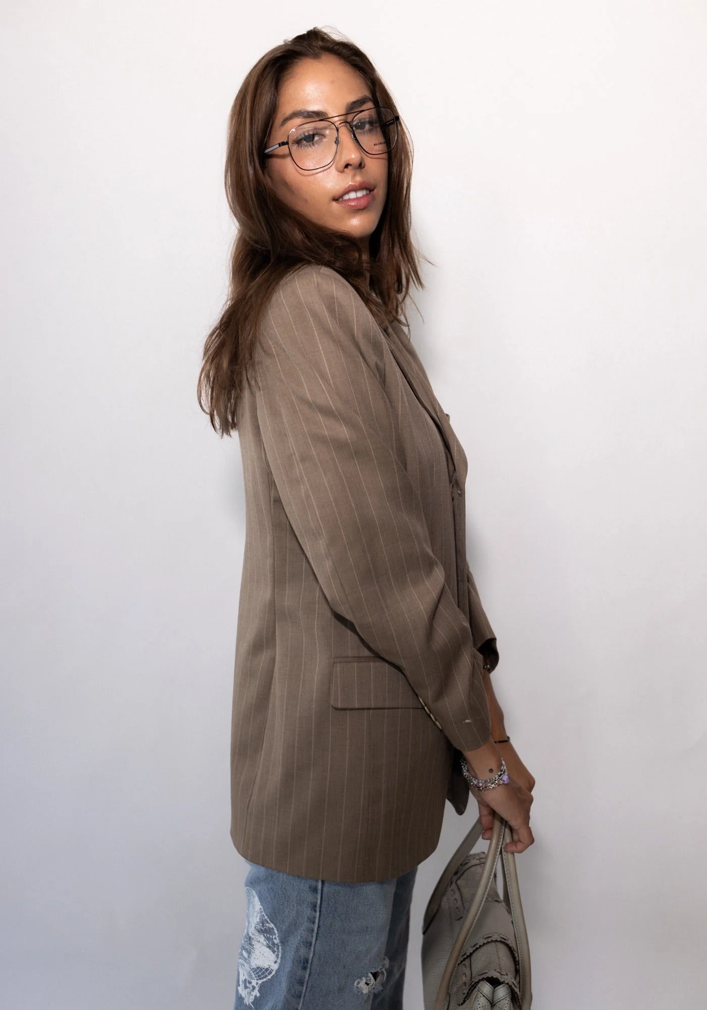 Lincoln Tan Pinstripe Blazer - Image 3