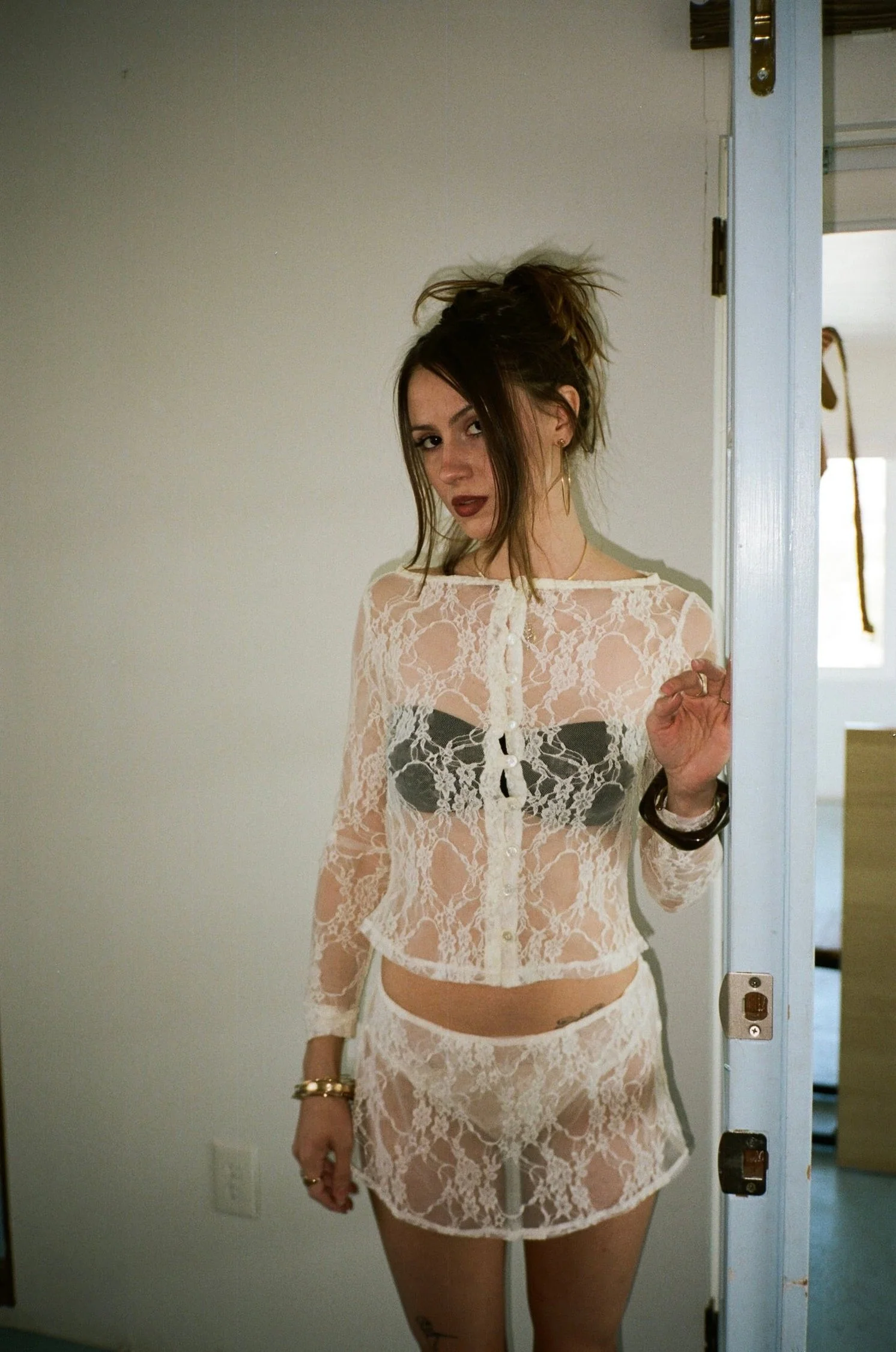 Olympia Skirt in Sandstone Lace - Image 3