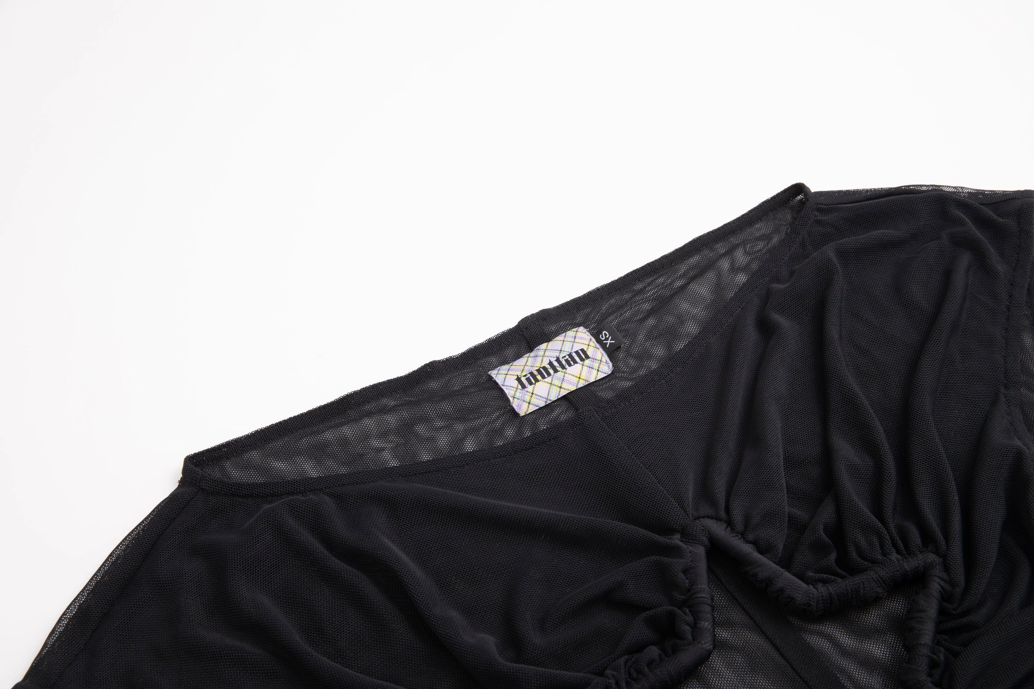 Plaid Mesh Star Cutout Tshirt Black - Image 6