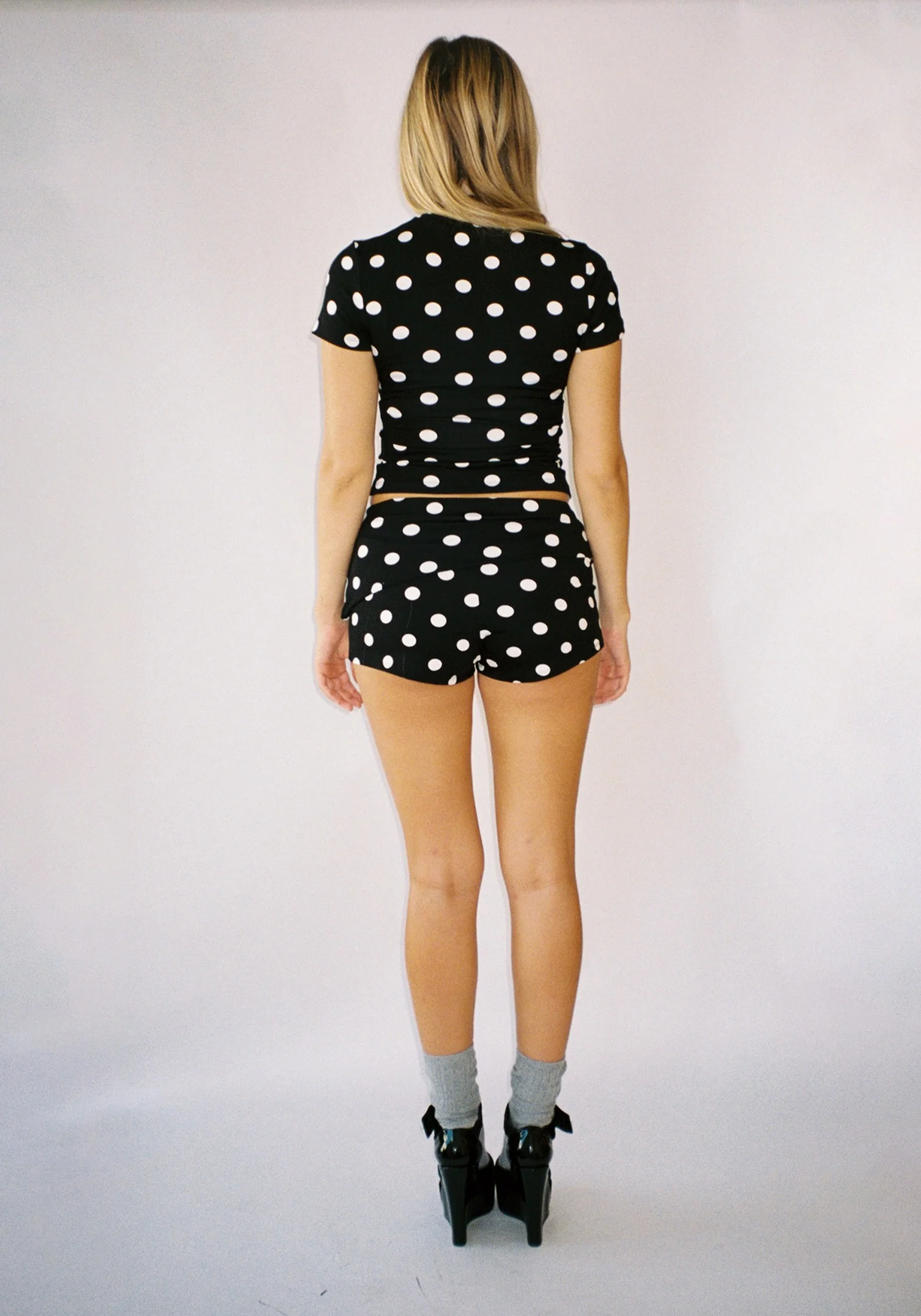 Thalia Baby Tee in Black Polka Dot - Image 4
