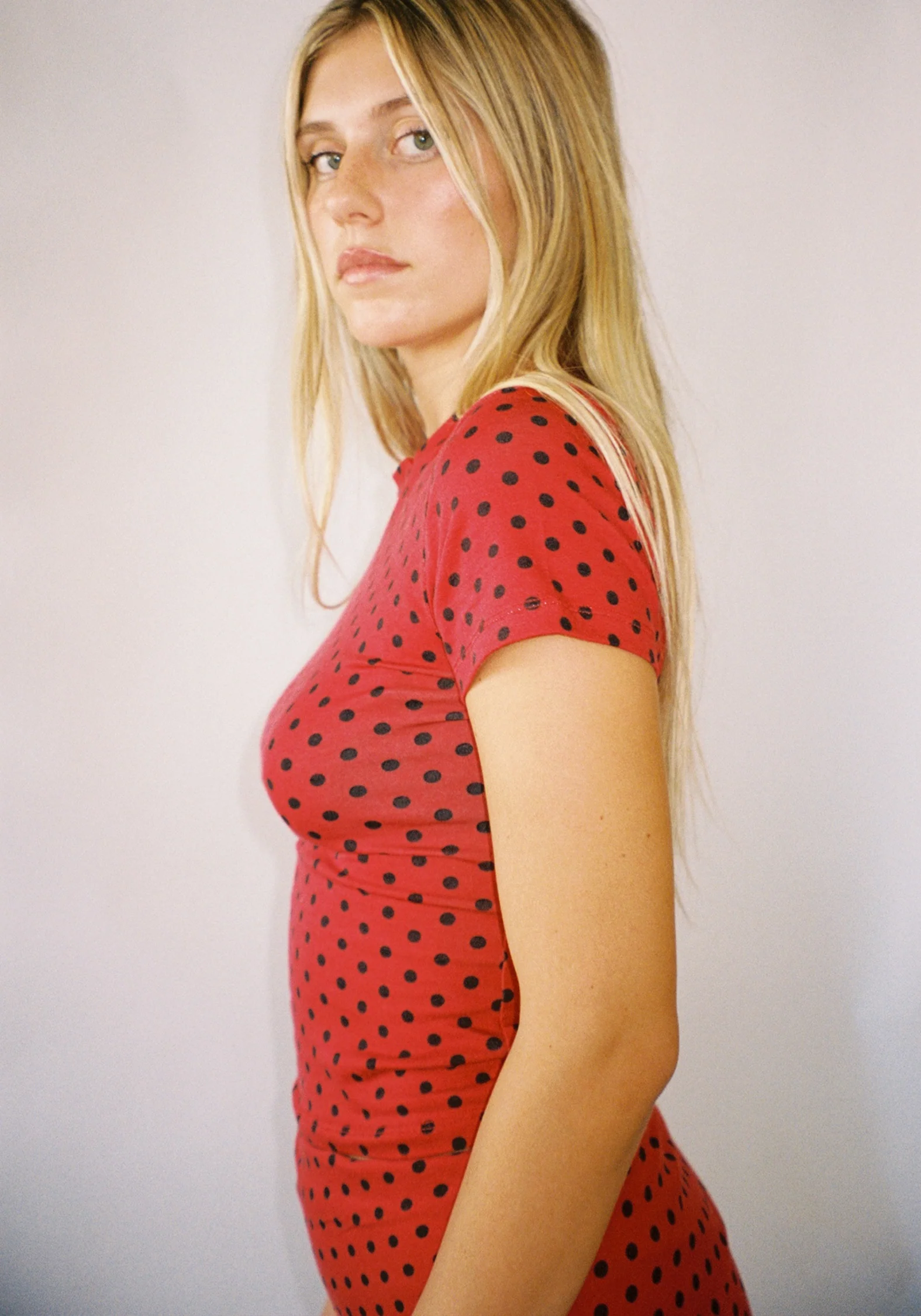 Thalia Baby Tee in Red Polka Dot - Image 3
