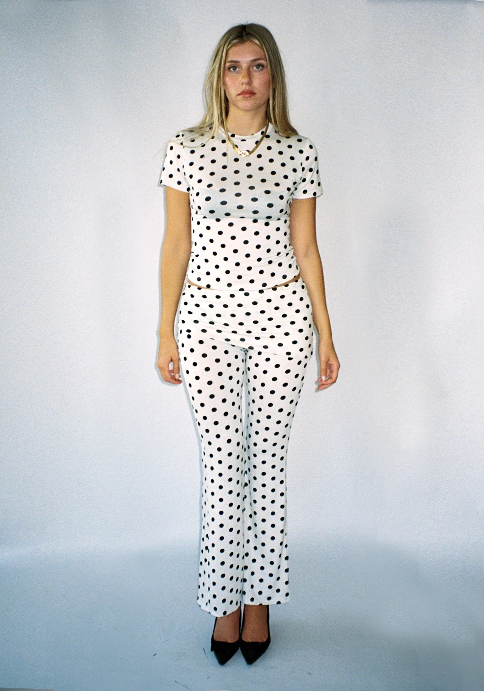 Thalia Pants in White Polka Dot - Image 2