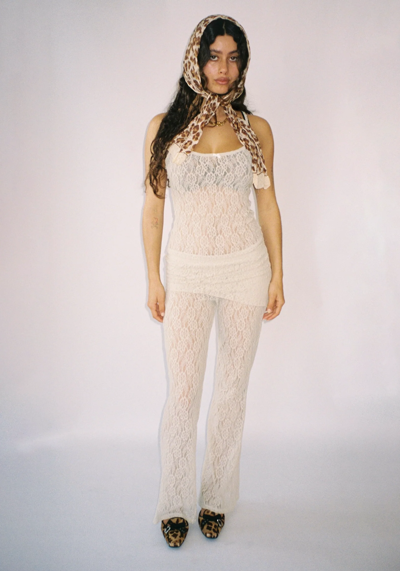 Thalia Tank Top in Sandstone Lace - Image 2