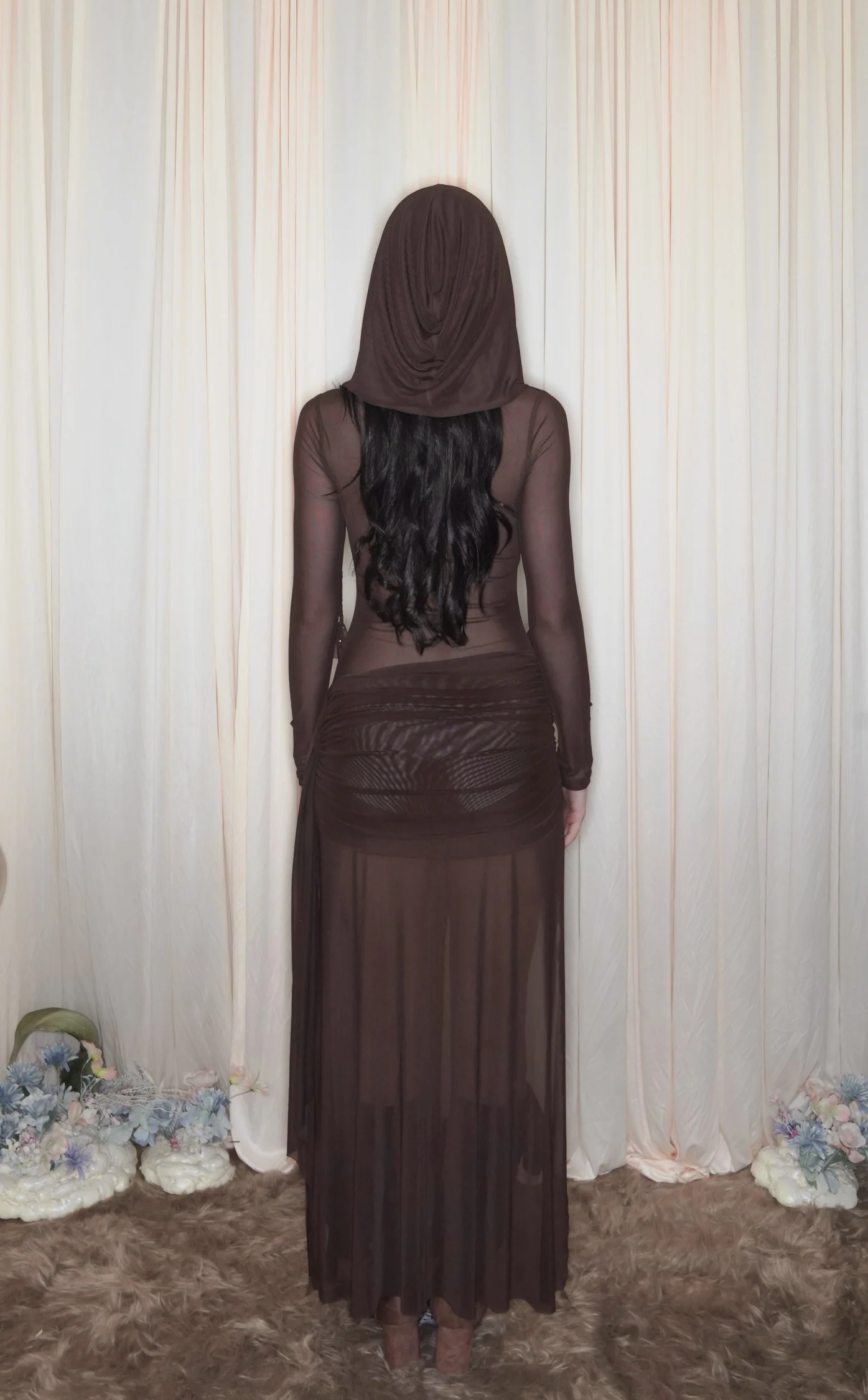 UMBER BROWN NEW NYX DRESS WITH HOOD - Image 3